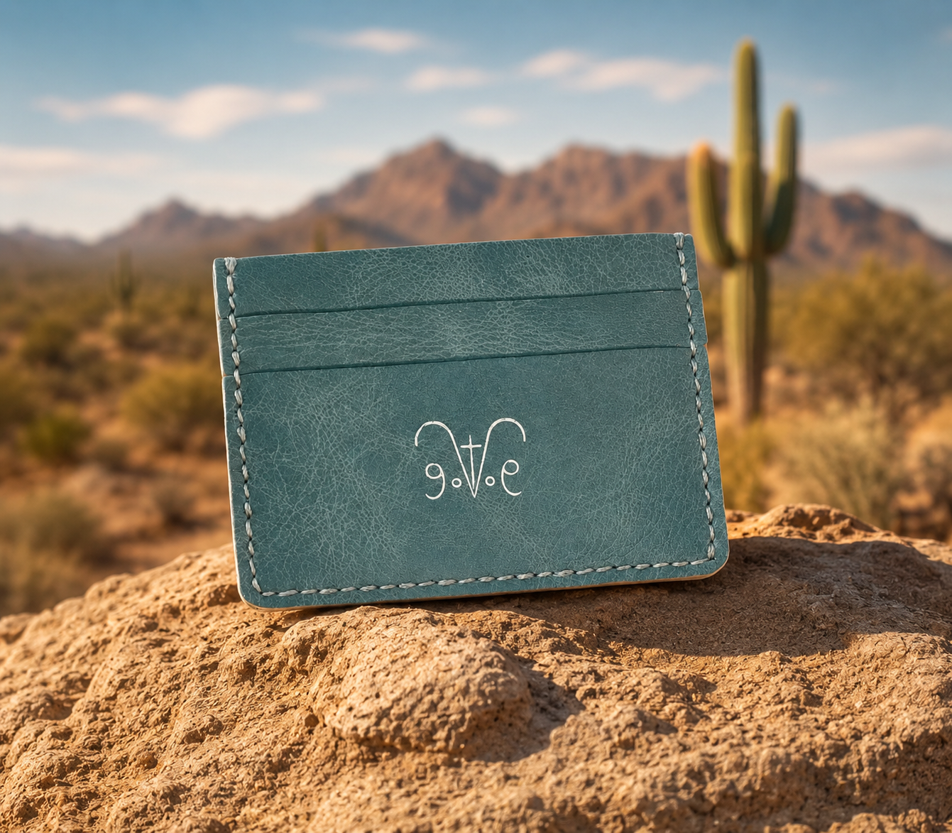 Extra Slim Laser Cut Cardholder Blue Jamaican