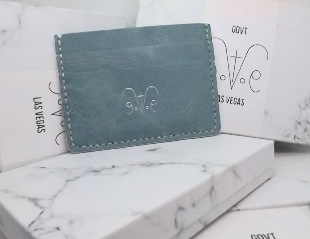 Extra Slim Laser Cut Cardholder Blue Jamaican