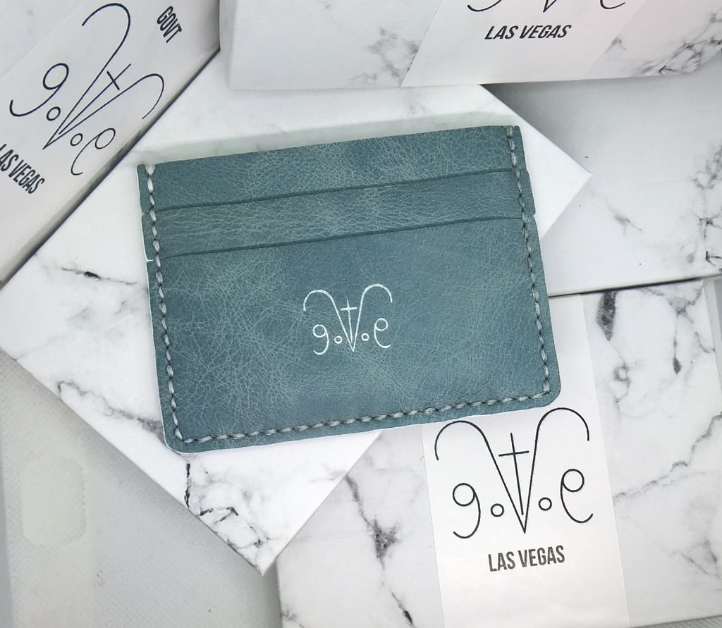 Extra Slim Laser Cut Cardholder Blue Jamaican