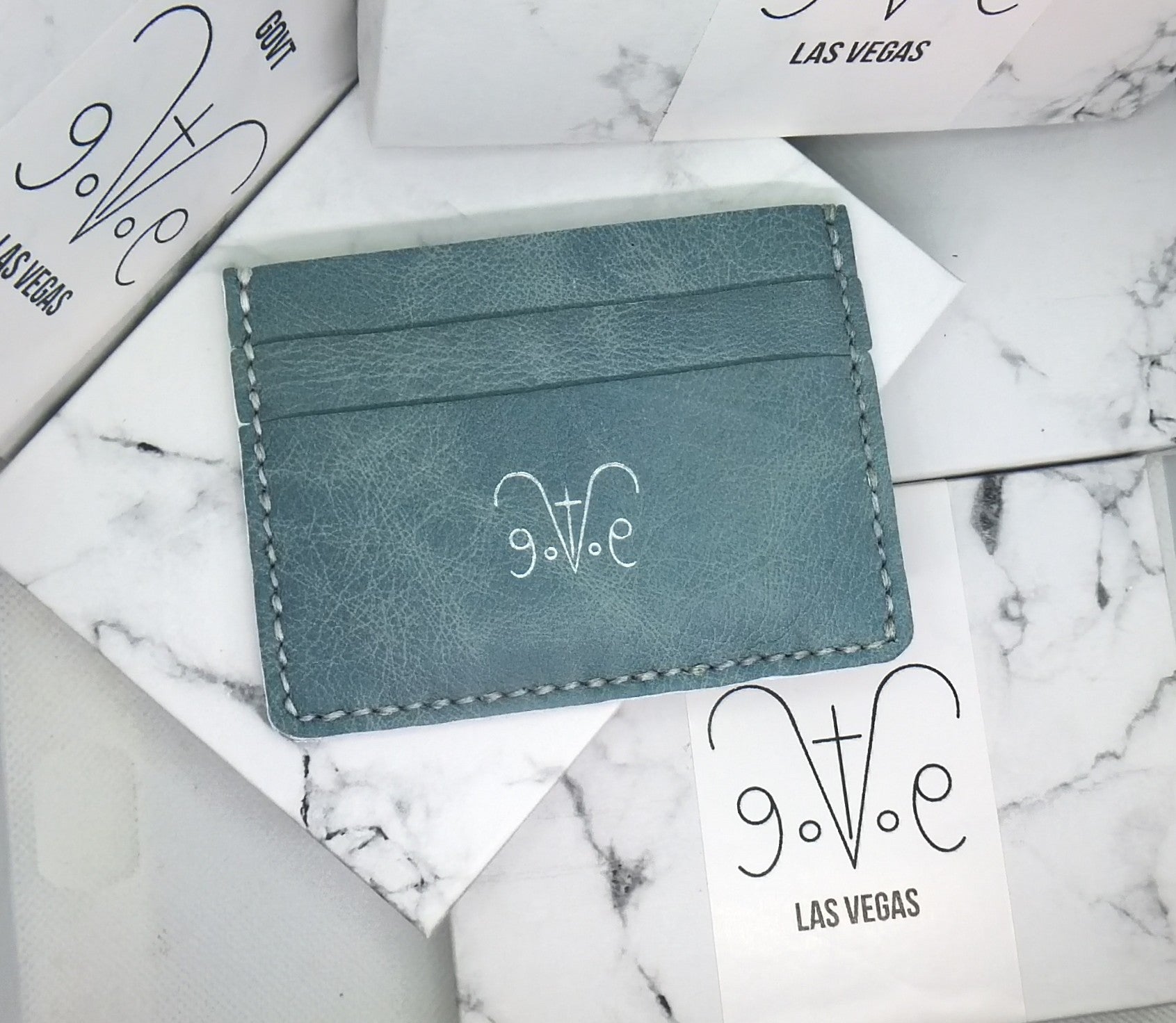 Extra Slim Laser Cut Cardholder Blue Jamaican