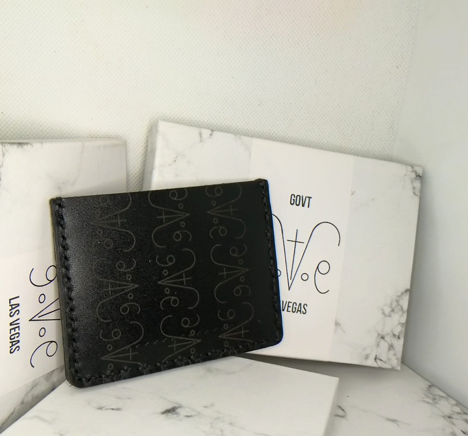 Extra Slim Laser Cut Full Monogram Smooth Black